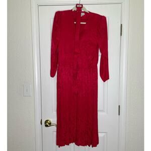 Argenti 100% Silk Vintage Dress Red/Pink Womens size 6 Long Sleeve